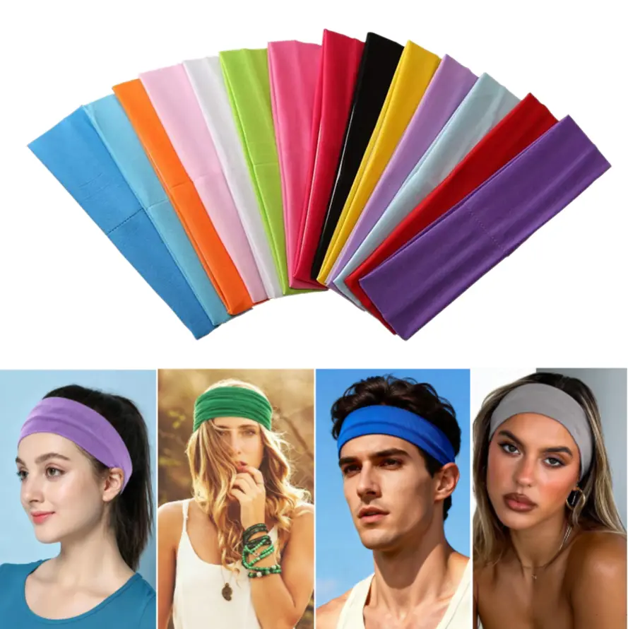 10 Pack Stretchy Non-Slip Headbands for Men & Women, Moisture-Wicking Athletic Sweatbands for Yoga, Running, and Fitness, Mixed Colors