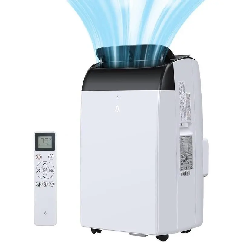 12,000 BTU 3-in-1 Portable Aircon - Residential Portable Air Conditioner with Cooling, Dehumidifier, Fan Modes, Sleep Mode, Timer, Window Exhaust Kit, Rolling Wheels for 550 Sq Ft Rooms & Garage, Black Top Cover