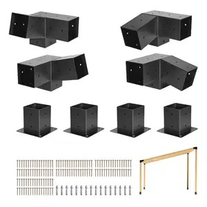 VEVOR Pergola Kit, 4x4 Inch Pergola Brackets for 3.5x3.5 Inch Wood Beams in Actual Dimension, 3 - Way (4 Pcs) and 4 - Way (2 Pcs) Gazebo Brackets with 6 Post Bases, for Outdoor Pergolas, Gazebos, ShedsVEVOR Super Brand Day