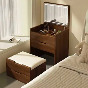 18.9 Inch 3-in-1 Vanity Desk, Flip Top Mirror Compact Makeup Vanity Set with Visible Glass Desktop and 3 Drawers, Dressing Table for Small Bedroom Dressing Room