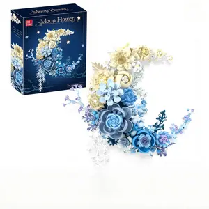 Moon Flower Building Blocks Set - DIY Assembly Model Kit, Home Decor Desk & Wall Ornament, Holiday Gift for Craft Lovers, Father's Day Gift