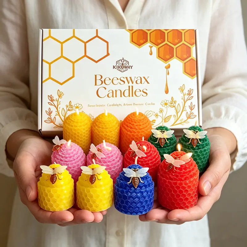 12pcs Colorful Dwarf Natural Beeswax Taper Candles Set, 4.5x5cm Unscented Handmade Rolled Cylindrical Mini Pillar Candles, Minimalist Household Decorative Multi-Color Options, Home Table Atmosphere Light Gift for Valentine's Day Mother's Day