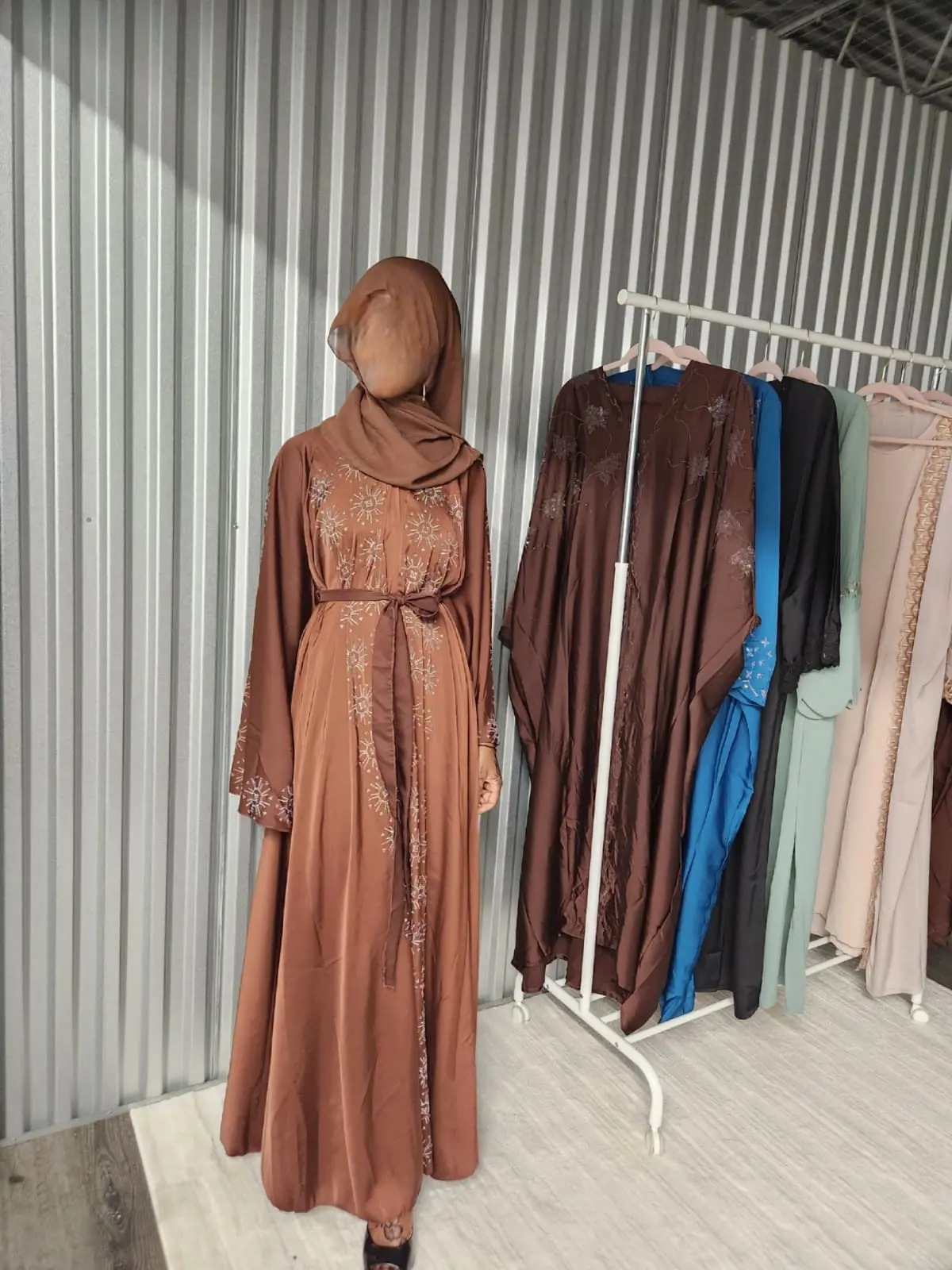 Women's Modest High-Quality Breathable Abaya with Stone Work