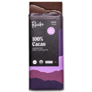 RAAKA 100% Cacao Bar - Unroasted & Unsweetened Dark Chocolate - Organic Cacao Beans & Butter - Vegan - Pure Cacao Experience