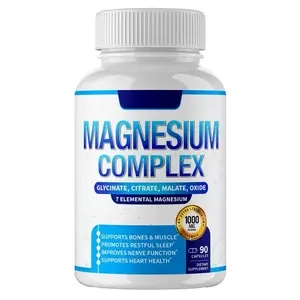 Magnesium Complex 1000mg-7Elemental Magnesium Capsules -Vegan & Non-GMO Formula -Supports Healthy Bones &Muscles