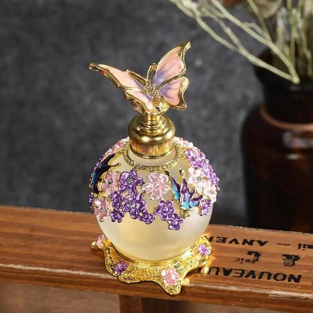 25ml Vintage Purple Butterfly Perfume Bottle Lady Essential  Oil Bottle Decoration