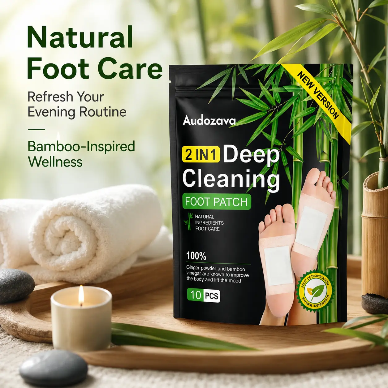 Wake Up Refreshed! 40PCS 2-in-1 Detox Foot Patches with Bamboo Charcoal & Ginger — Soothe Tired Feet, Boost Metabolism & Eliminate Odor Overnight. Gentle for Sensitive Skin.  , Therapy, Treatment