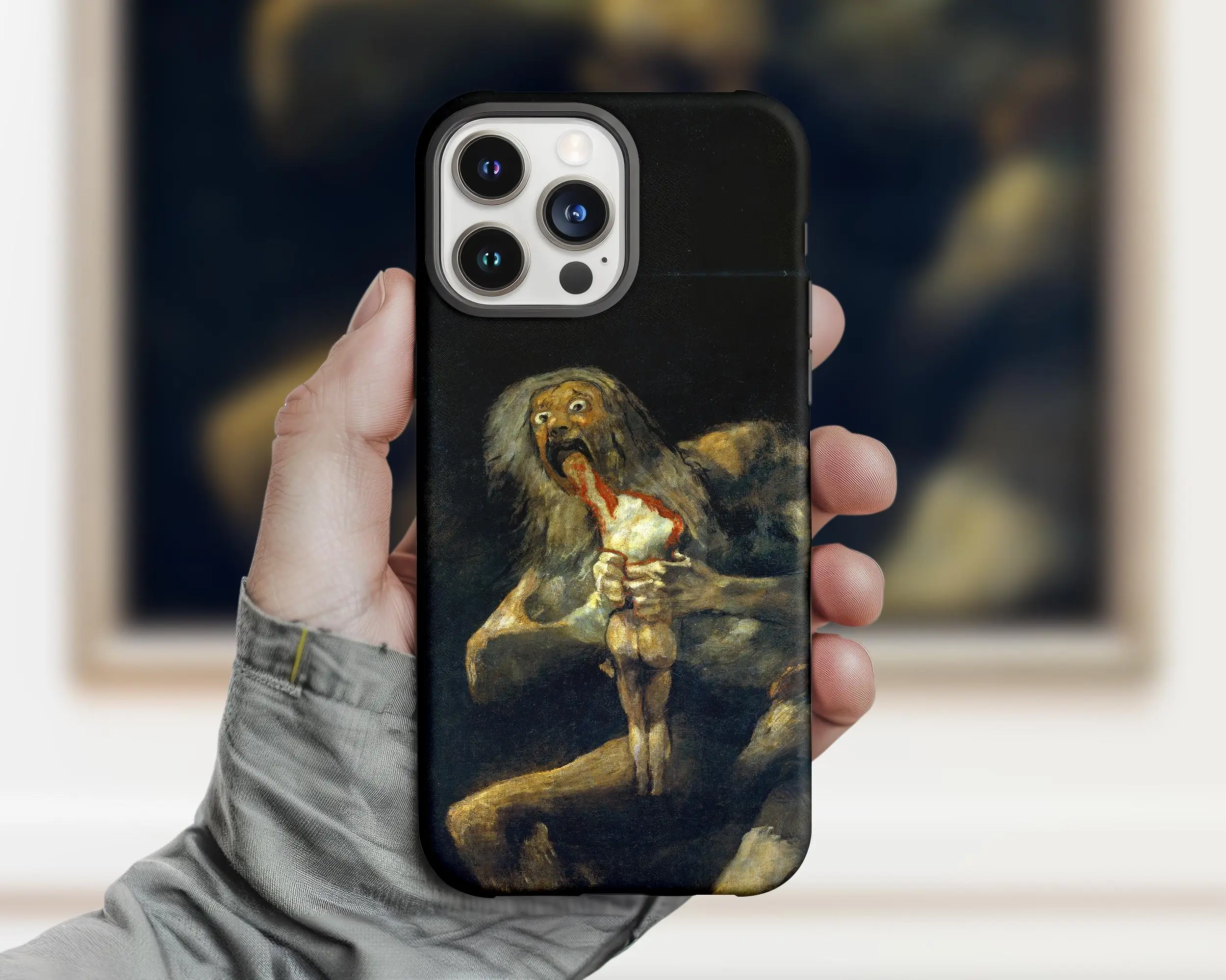 Goya Saturn Devouring Son iPhone Case_ Fine Art Phone Cover - Tough Phone Cases Compatible with iPhone X, 11, 12, 13, 14, 15, 16, 17 Series & Galaxy Series