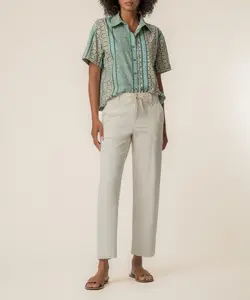 Aida Linen Top in Canterbury Jungle Sand