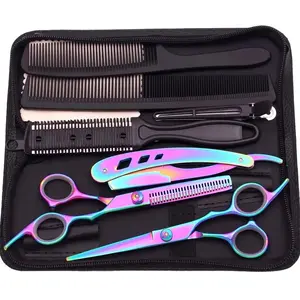 Japan Stainless Hair Scissors Set for Hairdressing, Thinning Shears and Barber Shop Quality, Includes Combs and Razor, Barber Haircut Kit