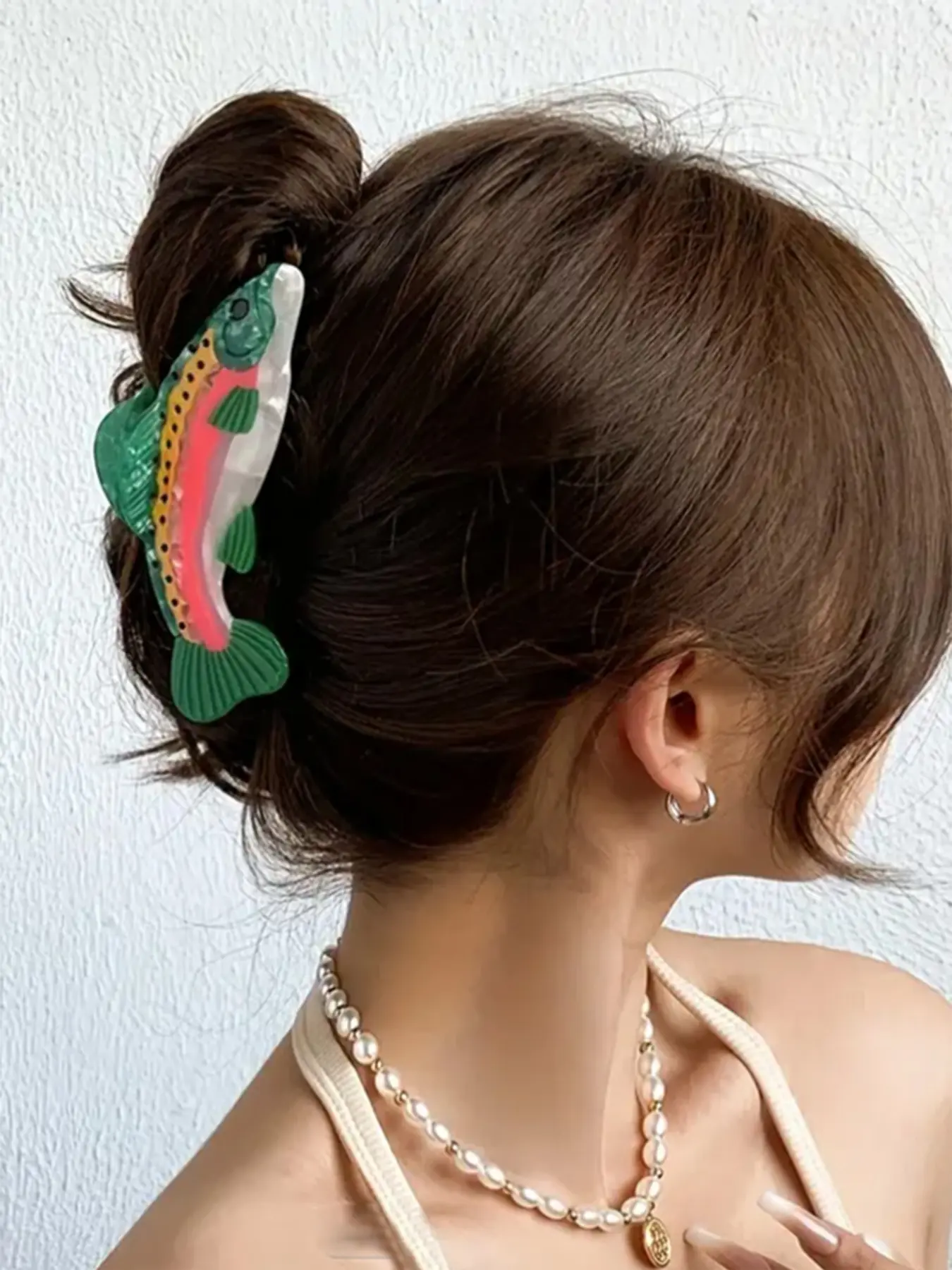 Cute Polka Dot Fish-Shaped Hair Claw Clip, Fun Hair Clips, Women's Daily and Party Styling Accessory, Simple Design, Perfect for Everyday Wear, Claw Clip for Ponytail, Cute Hair Accessories