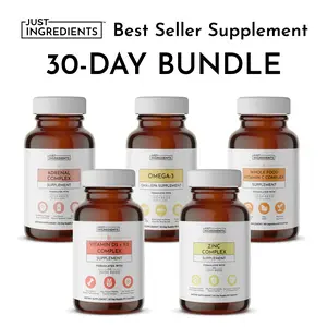 Just Ingredients Best Selling Supplement Bundle - Omega 3 - Adrenal Complex - Zinc - Vitamin C - Vitamin DK