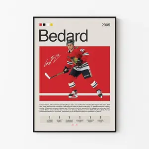 Connor Bedard Poster,Hockey Poster,Sport Poster,Mid Century Modern,Hockey Gifts,Sport Bedroom Posters