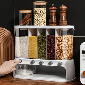 1pc new kitchen grain and miscellaneous grains separate storage box Grain grain storage tank beans sealed storage artifacts divided rice bucket