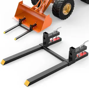 Nilight 43" 2000lbs Clamp on Pallet Forks Heavy Duty Tractor Forks with Adjustable Stabilizer Bar for Loader Bucket Skid Steer Tractor Log