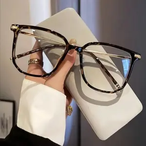Y2K Retro Square Tortoise Shell Frame Glasses Stylish Unisex Lightweight Casual Style for Work Daily Use TR & Zinc Alloy Decorative Lens