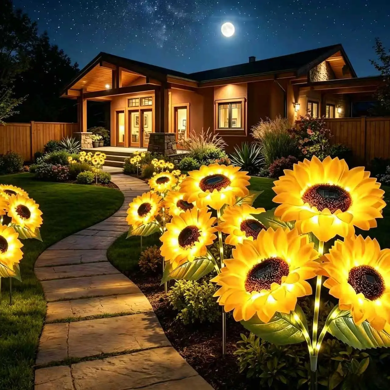 2/4/6 Pack Solar LED Sunflower Garden Lights, IP65 Waterproof Auto Night On Energy Saving Outdoor Landscape Lights for Yard Lawn Patio