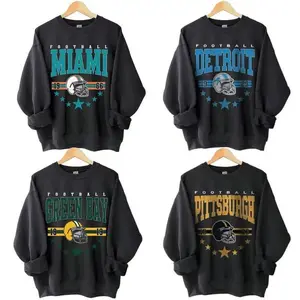 Vintage 90s All Team Football Sweatshirt - BLACK, Retro 1960s Cowboy Game Day Crewneck, Unisex Pullover for Men and Women, Soft Cotton Blend Fan Gift, Classic Sportswear for Football Lovers - RO