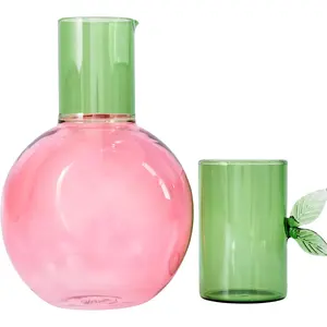 Cute Glass Carafe, Bedside Water Pitcher, Novelty//Fruit Pitcher and Cup, Cherry