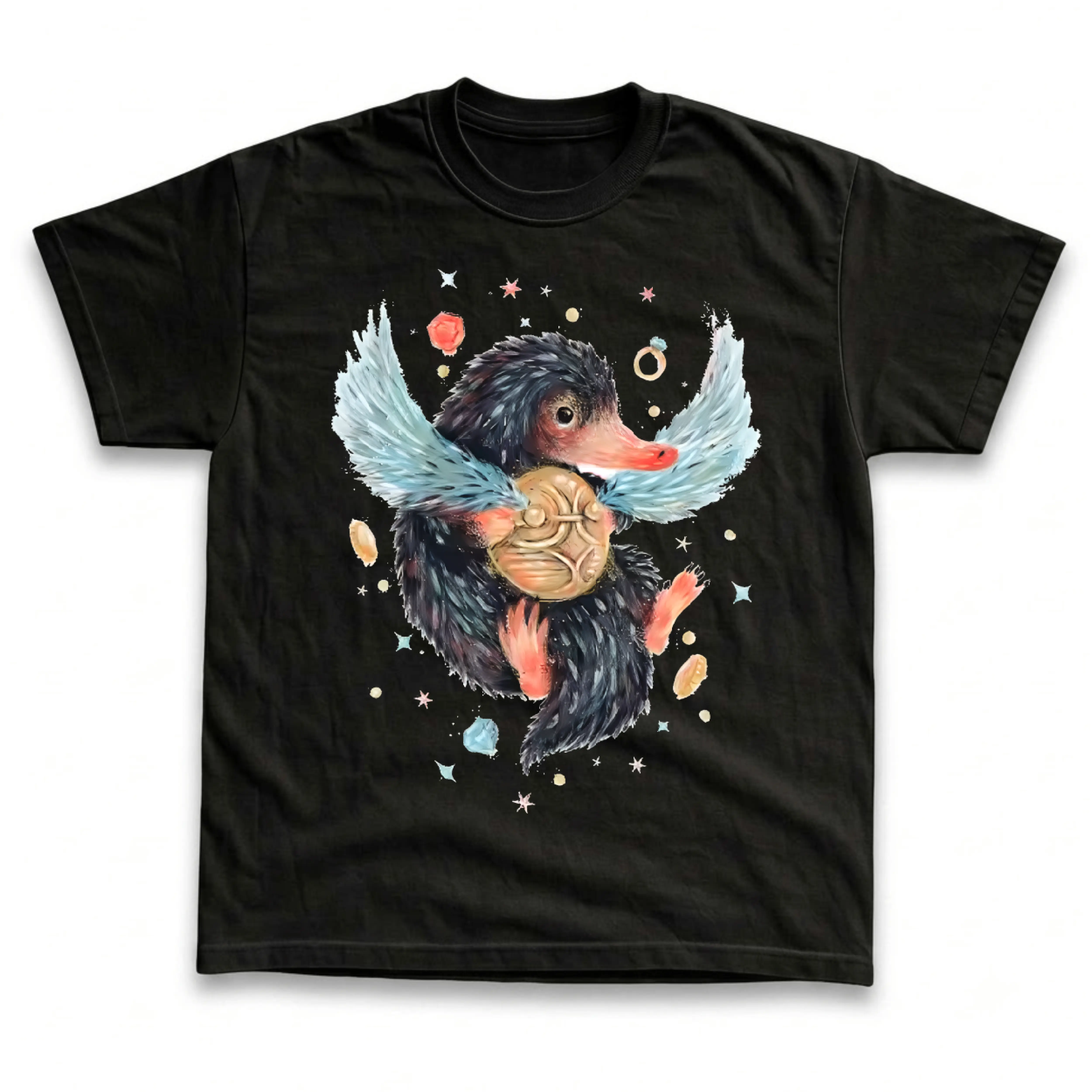 Gildan Men's and Women's T-Shirt, Vintage Niffler Graphic Tee, Fantastic Beasts Cute Wizard Magical Creature Shirt, Harry Potter Aesthetic Cottagecore Aesthetic Streetwear, Magic World Fan Gift, Spooky Halloween Costume Outfit Gamis