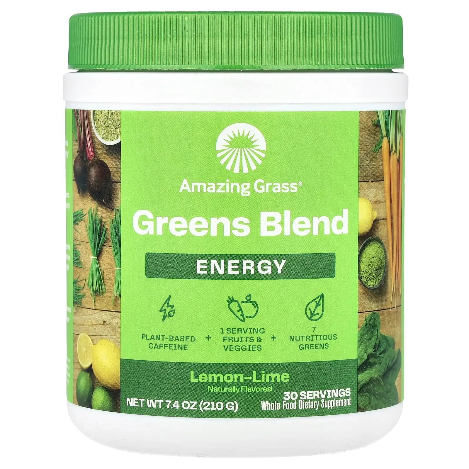 Amazing Grass Greens Blend, Energy, Lemon Lime, 7.4 oz (210 g)