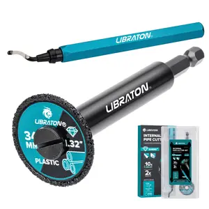 Libraton Inside Pipe Cutter for PVC Pipe, Internal Plastic Cutter Plumbing Tools Set with Deburring Tool, PVC Pipe Cutter Diamond Grit Cutting Wheel for Impact Drivers and Drills, PVC Cutter Tool