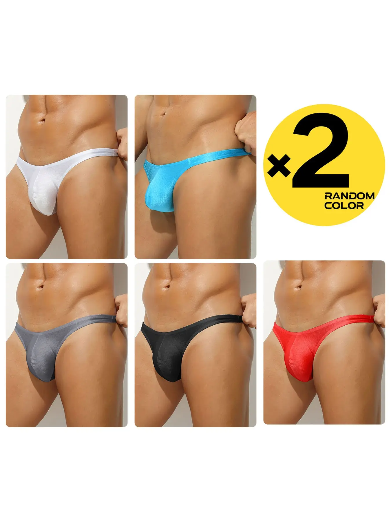 2/3/4-Pcs Random Color Men's Solid Narrow Waistband Bikini Briefs, Hip Lifting, Smooth & Breathable Sports Fitness Underwear, Workout Underwear