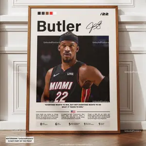Jimmy Butler Poster, Miami Heat Basketball, NBA Star Print, Heat Wall Art, Basketball Decor, Butler Fan Gift, Jimmy Butler Print, Wall Art