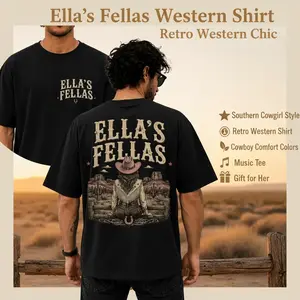Comfort Colors Ella's Fellas Shirt, Member Ellas Fellas Club T-Shirt, Southern Cowgirl Style Gift, Ellas Fellas Retro Western Shirt, Cowboy Comfort Colors Shirt, Music Tee, Gift for Her, Womenswear