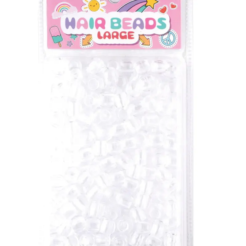 Joy Large Hair Beads 240Ct - Clear Plastic Beads for DIY Hair Accessories