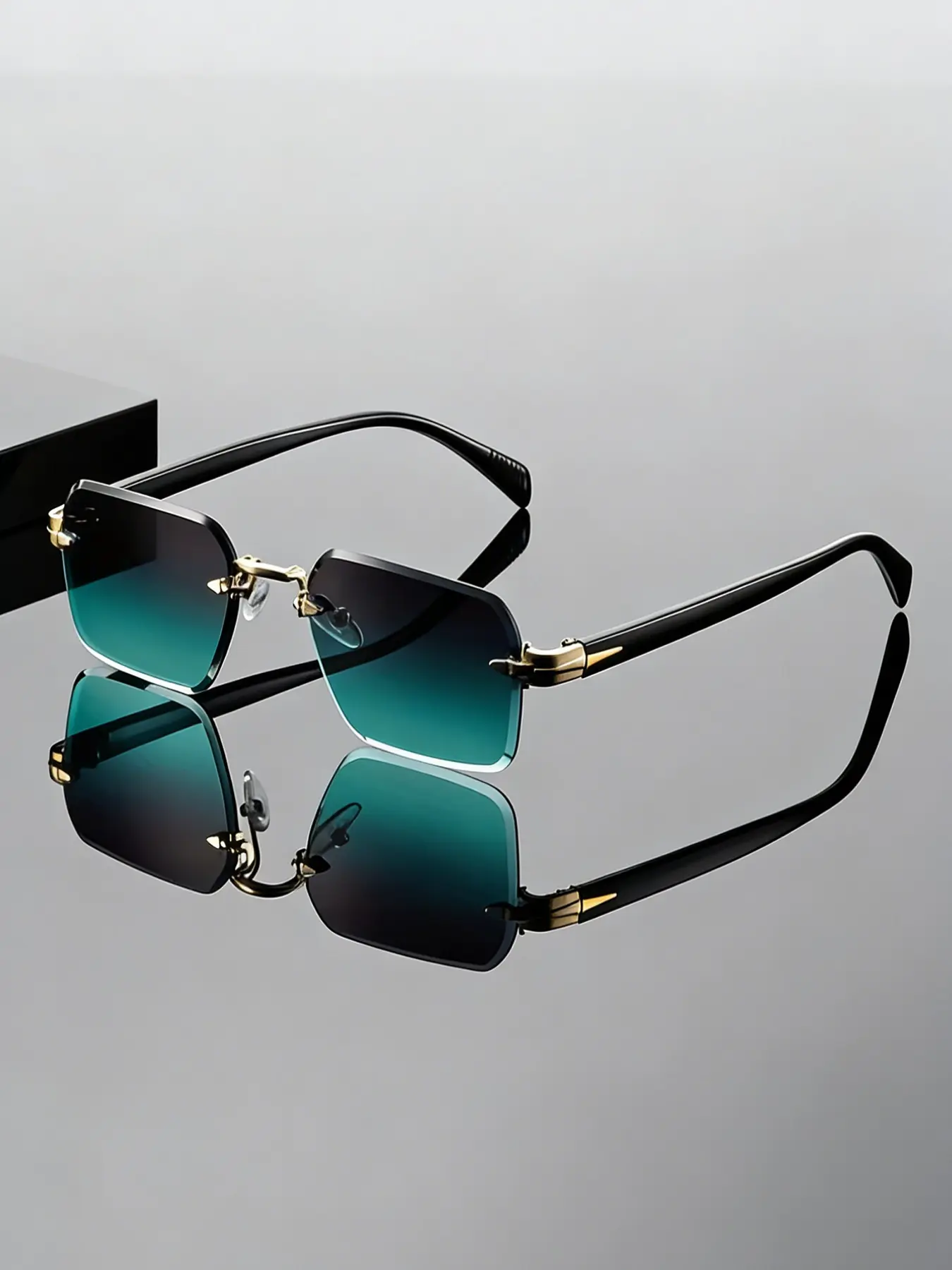 Men's Classic Casual Fashion Frameless Square Glasses, Fashionable Sunglasses, Perfect for Daily Wear, Back-To-School, Vacation, Street Style Decoration, Square Sunglasses