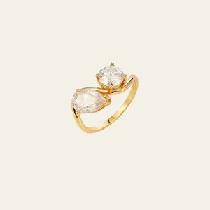 Natural Moissanite Engagement Ring in 14K Gold - Fine Jewelry for Wedding - Valentine's Gift
