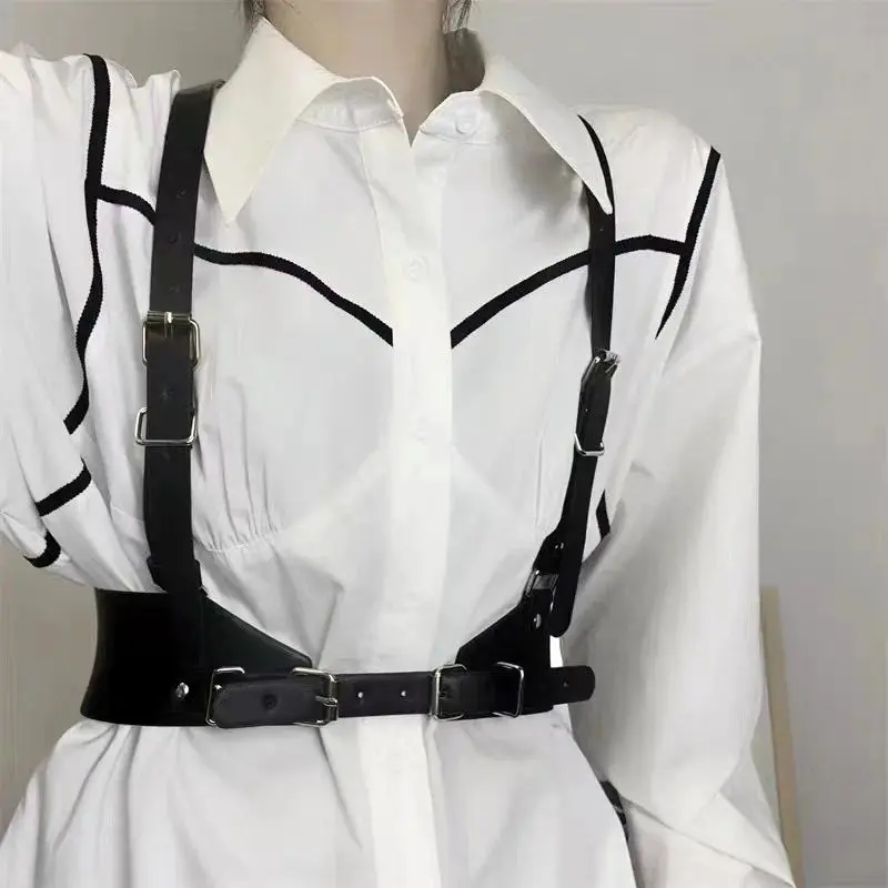 Underbust Corset Top with Strap Punk Harness Belt Leather Suspender Belt Belts for Women