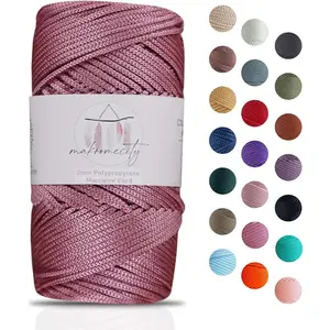 Polyester Macrame Cord 2mm x 125 Yards (375 feet) 2mm Polypropylene Macrame Cord Crochet Macrame Bag Cord Crafts for Wall Hangings, Bags, Underplate, Rug (1, Dusty Rose)