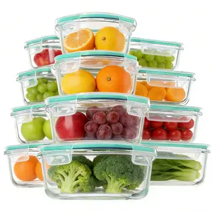 18 Pack Airtight Lids Glass Food Storage Containers, Stackable Glass Meal Prep Containers for Office Lunch, Microwave Oven Freezer Dishwasher Safe, BPA Free