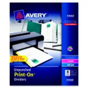 Avery Paper Unpunched Print-On Divider With 8-Tab - White, Pack 5