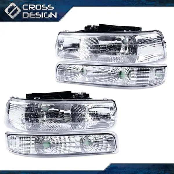 CROSSDESIGN Full LED Headlight Assembly Pair Set, Car Lighting Accessories Headlight Kit with Front Lights, Signal Lights, Direct Bolt-On OE Fitment/Replacement, Easy Install for 99-02 Chevy Silverado, 00-06 Chevy Tahoe & Suburban, Led Headlights Assembly