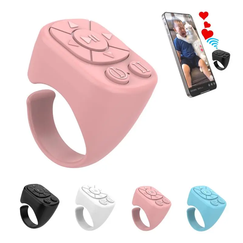Multifunctional Ring Remote Control, Bluetooth-compatible Page Turner Ring Scroller for iPhone, Camera Shutter Short Video and Music Remote Controller