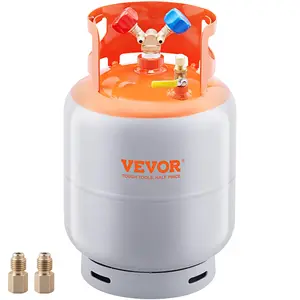 VEVOR Refrigerant Recovery Tank, Summervibes,Summervibes, 30 LBS Capacity, 400 psi Portable Cylinder Tank with Y-Valve for Liquid/Vapor, High-sealing Recovery Can for R22/R134A/R410A, Orange+Gray