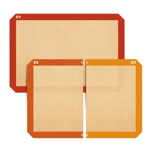 3 Pcs Silicone Baking Mat for Baking Sheet, Reusable baking supplies, Non-stick Macaron Silicone Baking Mats, Fits Half Sheet & Quarter Sheet, Use Separately & No Cross-flavoring