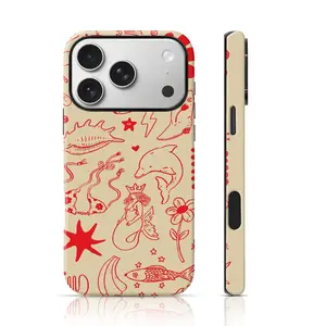Eclectic Doodle Pattern Design Cute Phone Case 2 in 1 Case for iPhone 17 Pro Max/16 Pro Max /15Pro Max 15/14/13/12 & Samsung S26 /S25Ultra Trendy Personalized Phone Case
