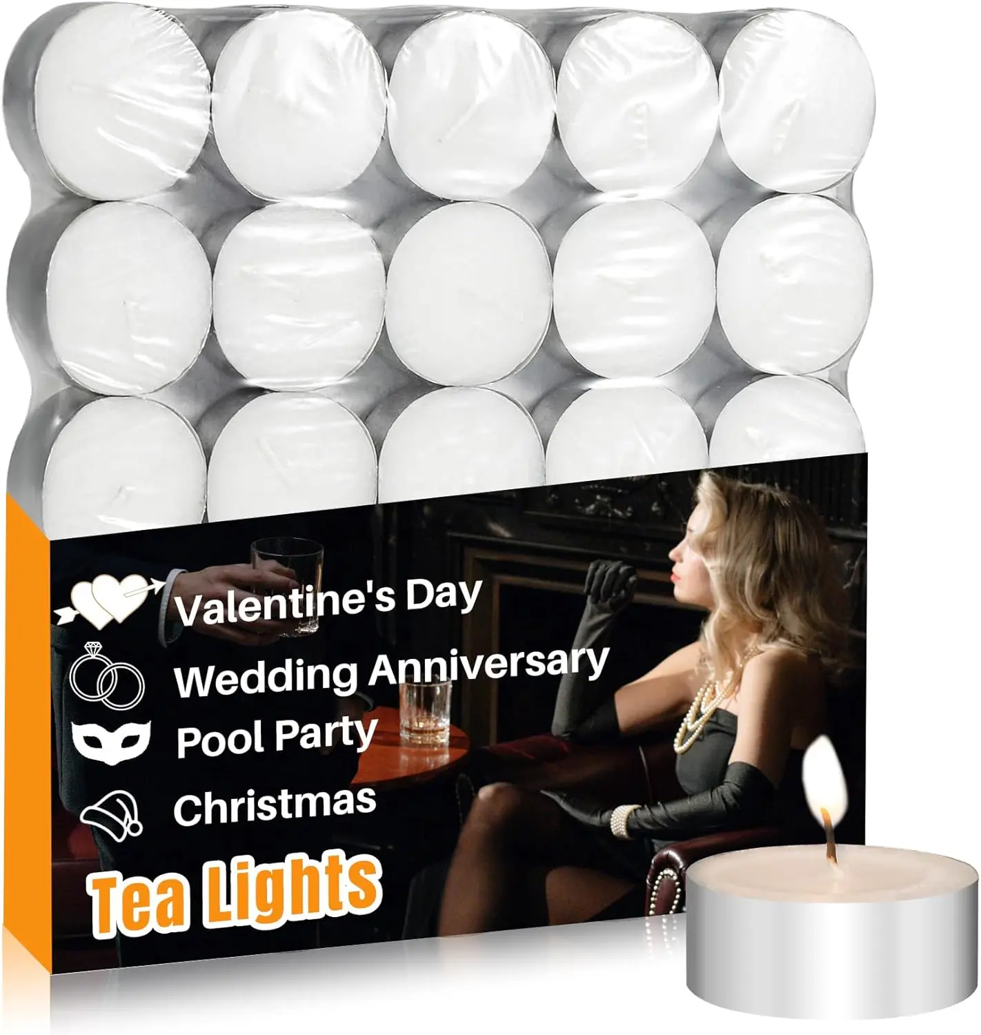 Tealight Candles - Tea Lights Candles Unscented Tea Tree Lights Mini Votive with Cotton Wick for Decorating Home,Pool,Shabbat,Wedding,Emergencies,Christmas,Halloween,Parties, Spas, Candle, Aluminum Metal Candles
