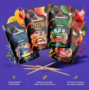 PowerPix CreatinePix Flavored Toothpicks with Vitamin B12 – Sugar-Free, Kosher, Vegan, 4 Flavor Variety Pack, MADE IN THE USA