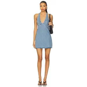 Free People Trevi Denim Mini Dress in Celestial Blue