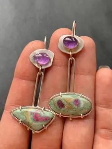 Fashion Elegant Geometric Enamel Colorful Glass Earrings, Unique Gemstone Pendants, Vintage Style Earings for Women