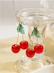 1 pair Adorable Red Cherry-Shaped Pendant Earrings | Fun Earrings Fashionable Earrings Trendy Jewelry Versatile for Holiday Celebrations and Everyday Fashion - Valentine's Day | Mother's Day | Anniversary | Birthday Gift for Her