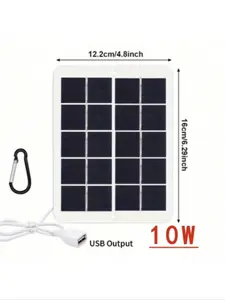 Portable Solar Powered Charger, Waterproof Solar Panel with USB Port, Solar Charger for Outdoor Camping, Travel, Mobile Power, Flashlight, Fan
