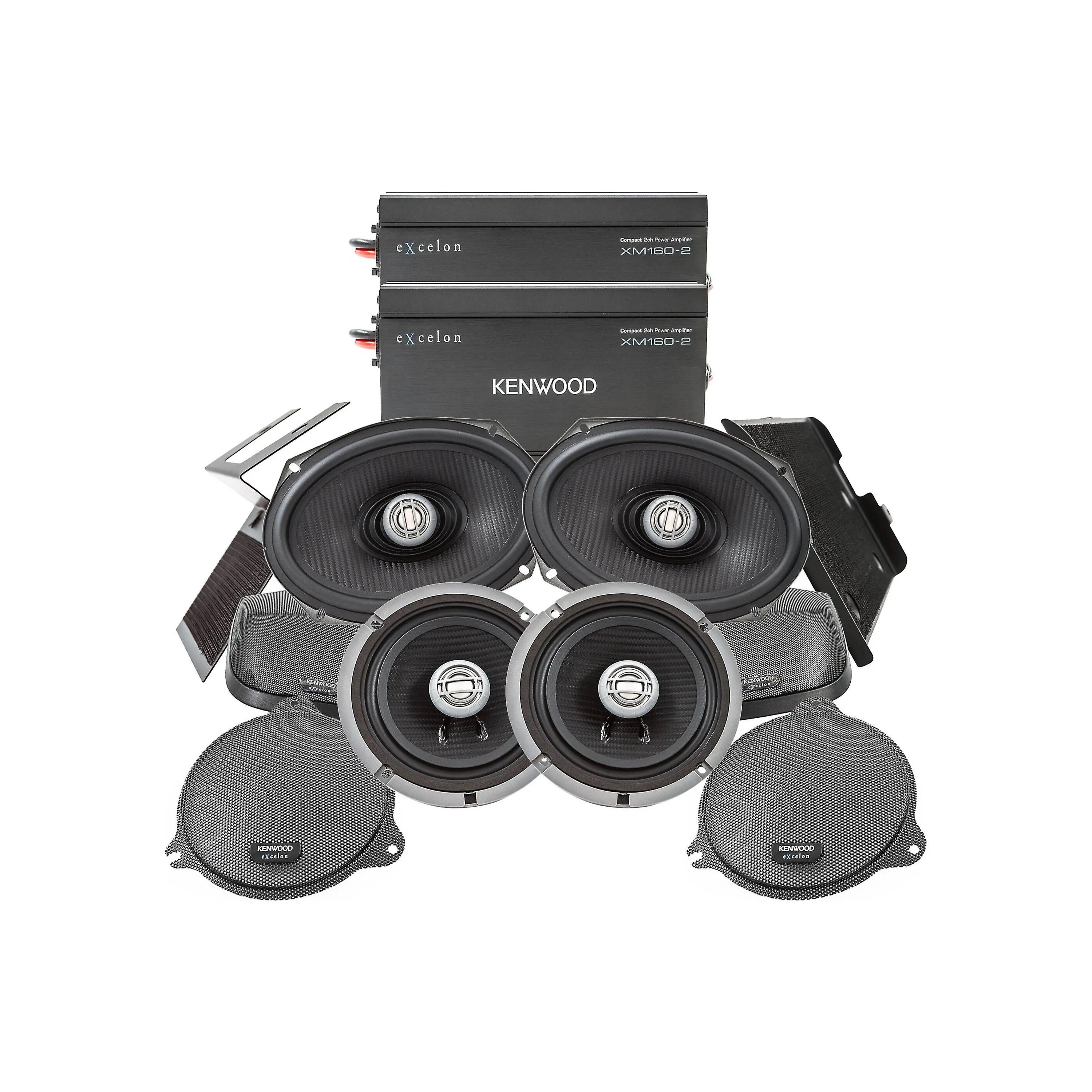 Kenwood eXcelon P-HD3FR Front + Rear Amplified Audio Package fits 2014+ Harley Davidson Motorcycles