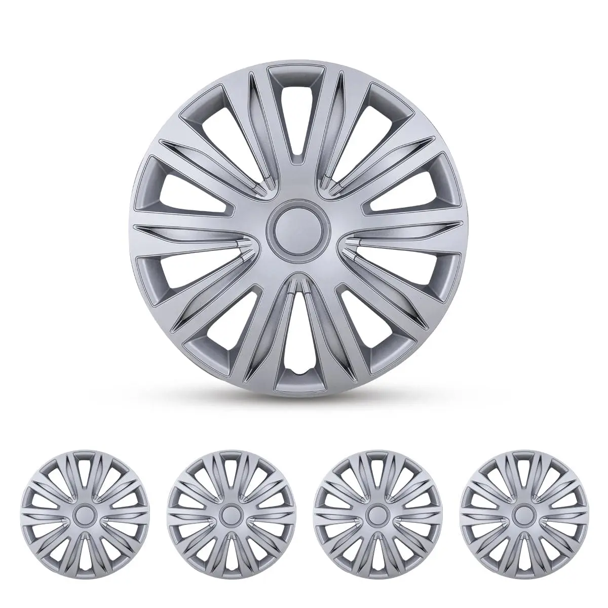 WOLFSTORM 16-in Universal Automotive Hubcaps - Rim Caps, Car Accessories, Accessories for Car, Lacquer & Blue, Enhance Your Wheels, Compatible with Chevy, Dodge, Ford, Honda, KIA, Nissan, Toyota, Blue Lacquer & Black Lacquer