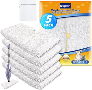 KEEPOW Steam Mop Replacement Pads Compatible with Shark S3500 Series S3501 S3601 S3550 S3901 SE450 S3801CO S3601D S2901 S2902 Steamer Pocket Mops Washable Microfiber for All Hard Floors Cleaner